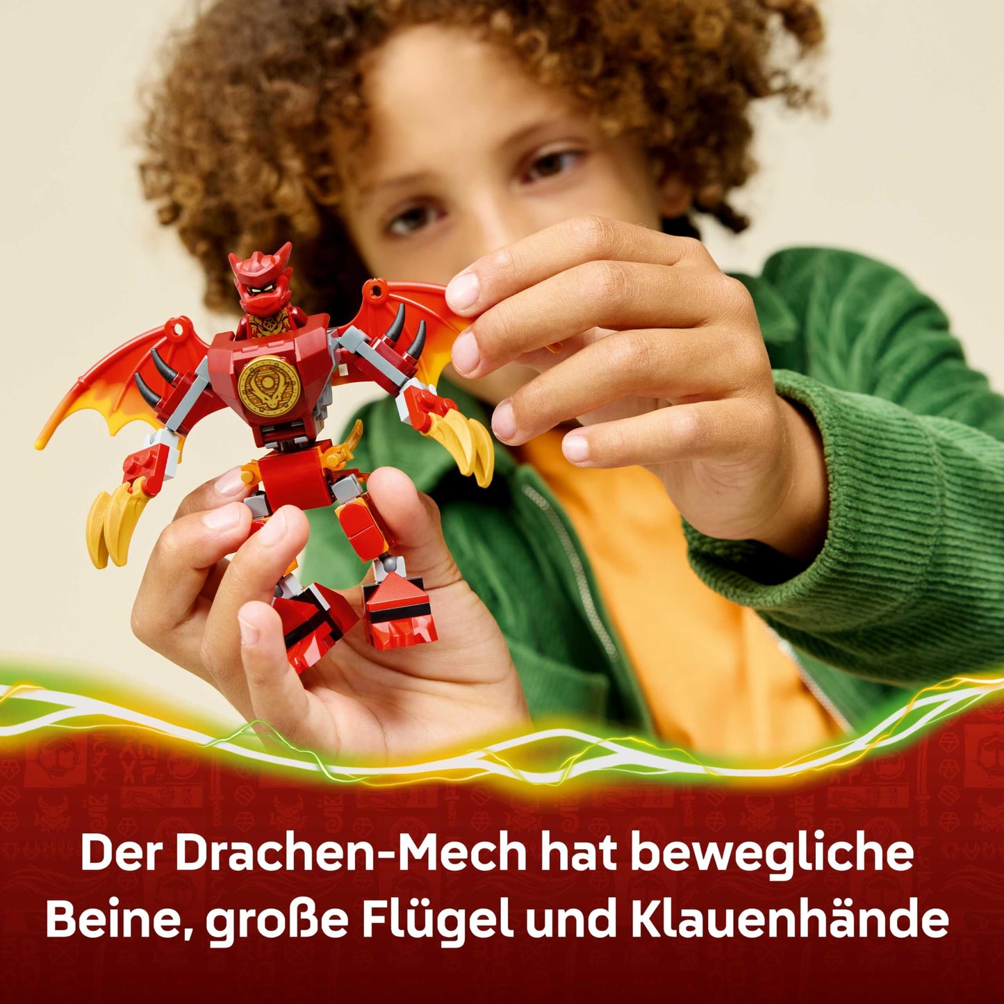 LEGO NINJAGO Kai's Dragon Mech Battle Set - Ninja toy for boys and girls - model building with action figure, 3 minifigures and katanas - gift for children aged 6 and over - 71851