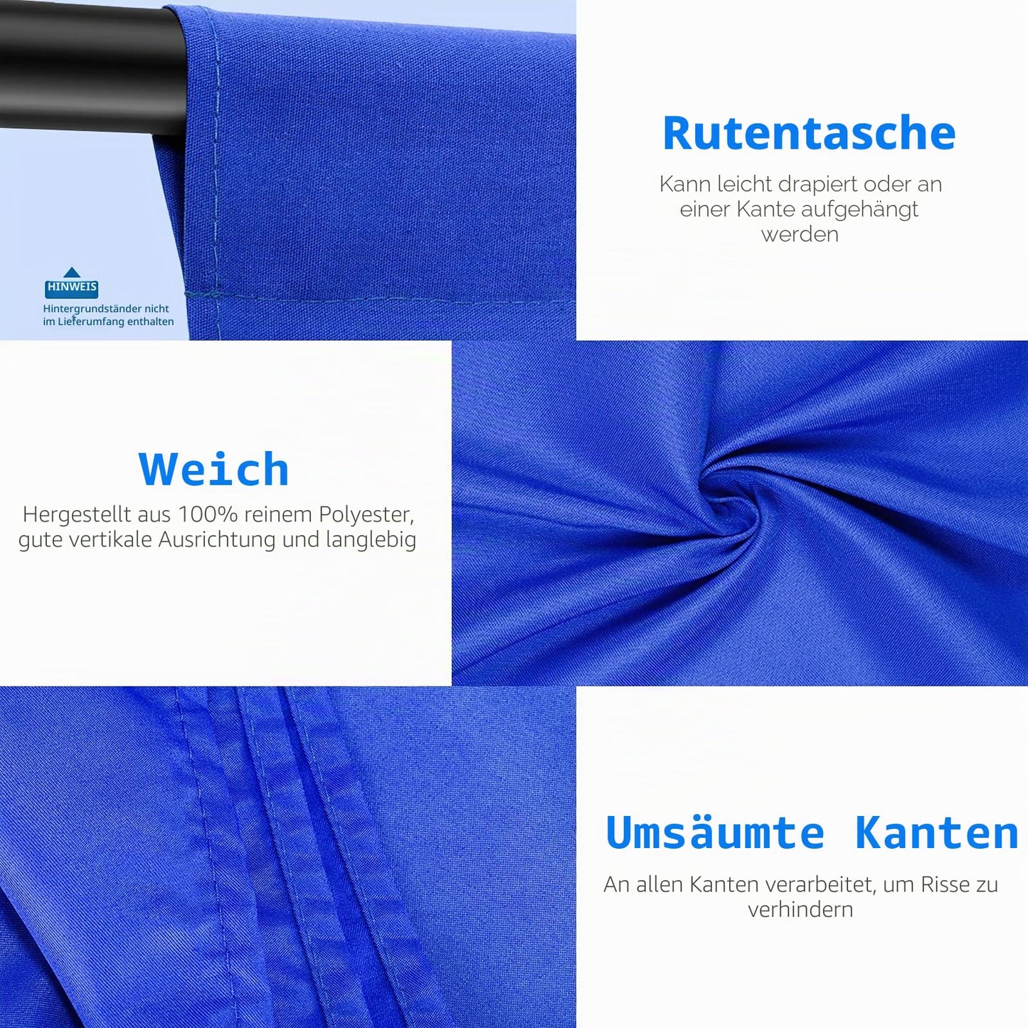 NEEWER 6x9ft/1.8x2.8m Photo Studio 100% Pure Polyester Foldable Backdrop Background for Photography, Video and TV (Backdrop Only) - Blue - BD-0609