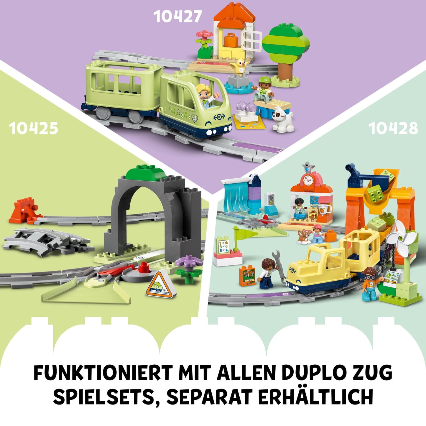 LEGO DUPLO railway bridge and rails - expansion set - educational toy for toddlers - including 8 track pieces, bridge, barrier & action stone - gift for boys and girls aged 2 and over - 10426