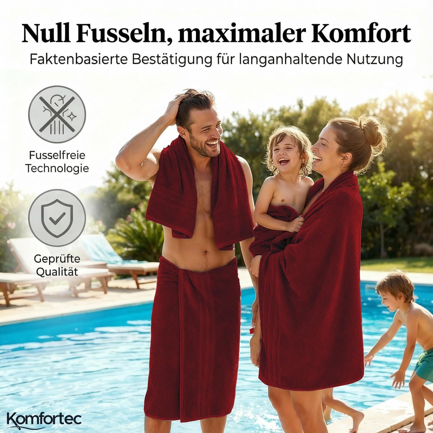 Komfortec 2 sauna towel set 80x200 cm, large sauna towels made of 100% cotton, sauna towels, fluffy and absorbent, quick-drying, aurora red - 2er-80x200-aurorarot