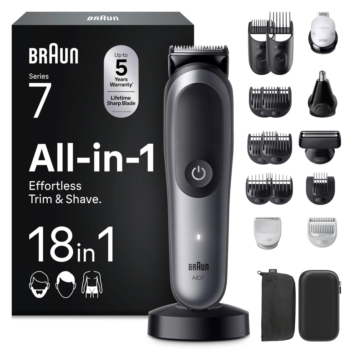 Braun Multigroom All-in-One Series 7, trimmer 18-in-1, AIO7585, gri