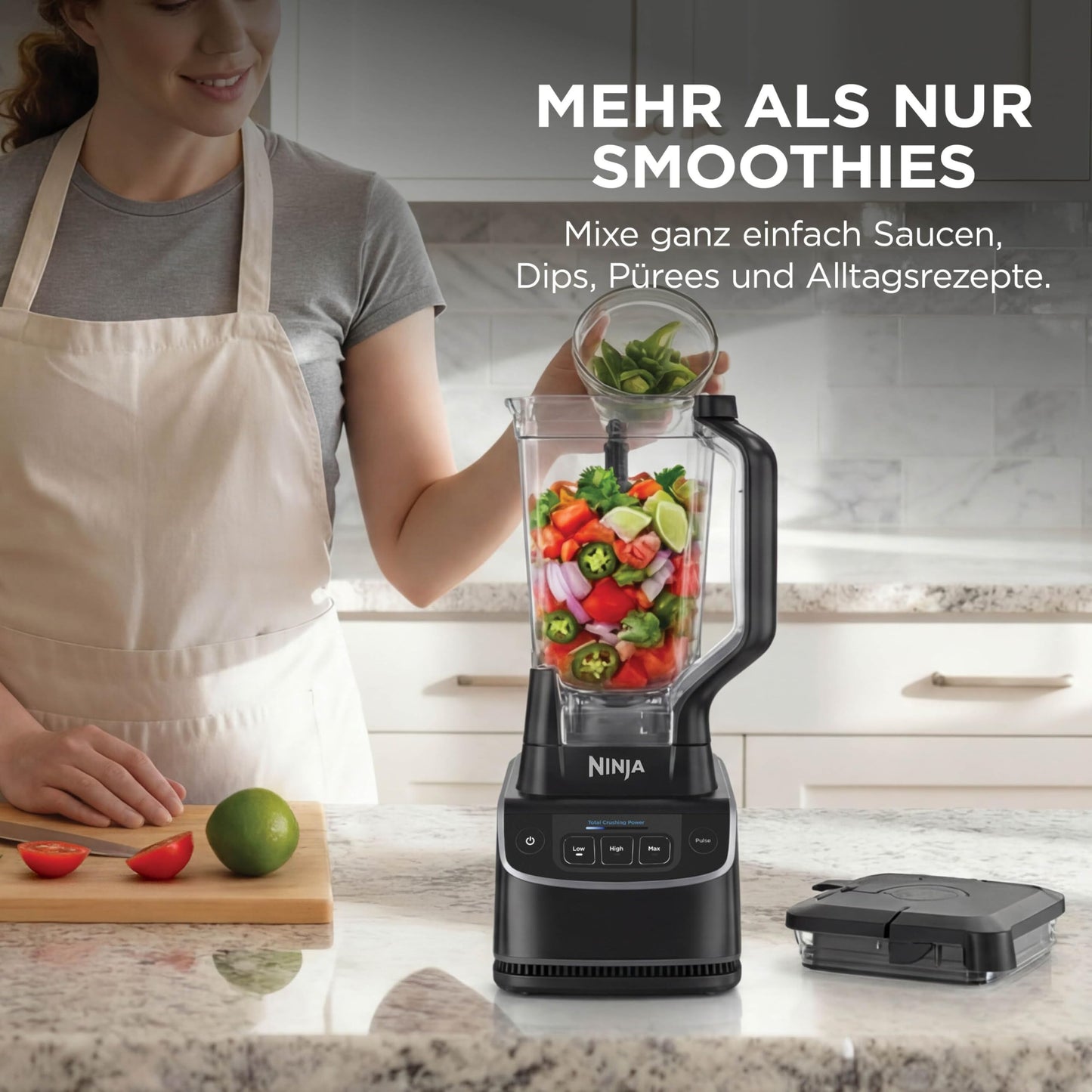 Ninja UltraCrush Blender, 3 Speed Settings, Manual Pulse Mode, 1.9 Liter Capacity Container for Liquids, for Making Smoothies, Dips, Sauces and More, Black BP201EU