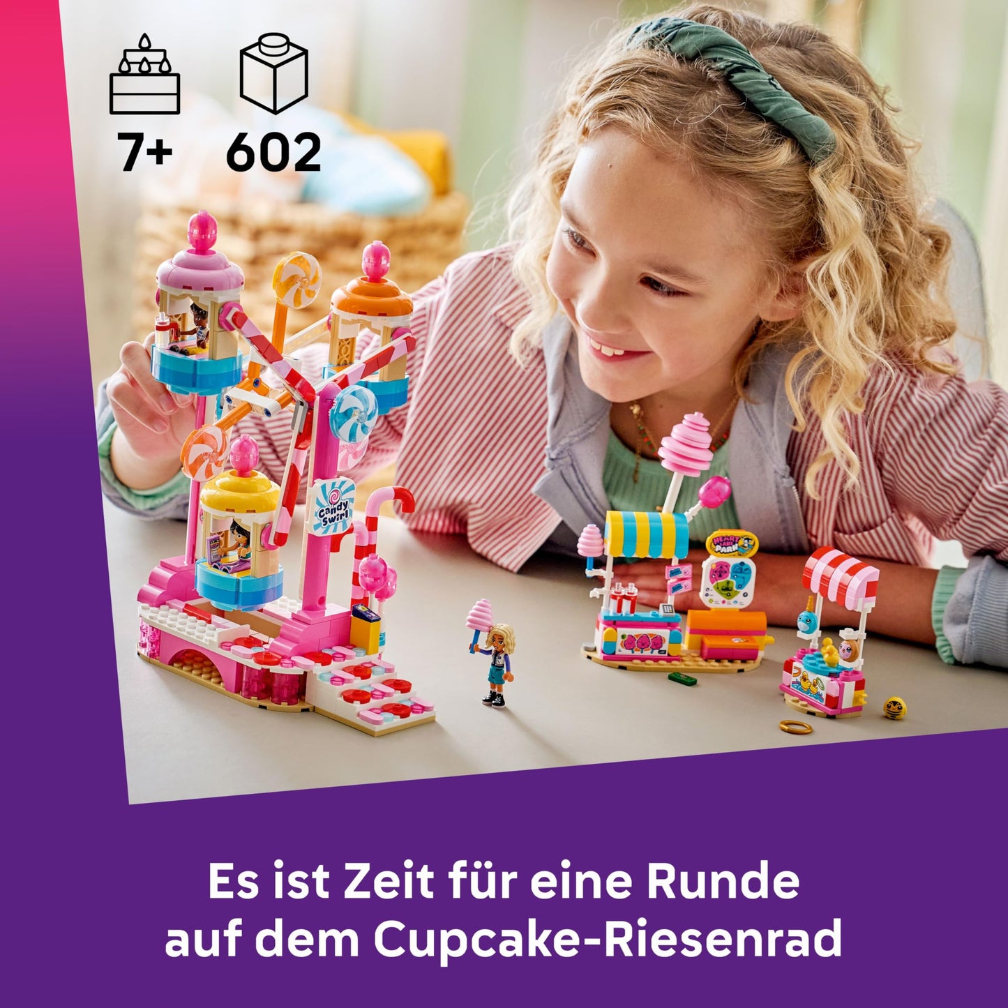 LEGO Friends Cupcake Ferris Wheel - Interactive playset with fairground games, 3 minifigures & accessories - Children's room decoration - Gift idea for girls aged 7 and up - 42700