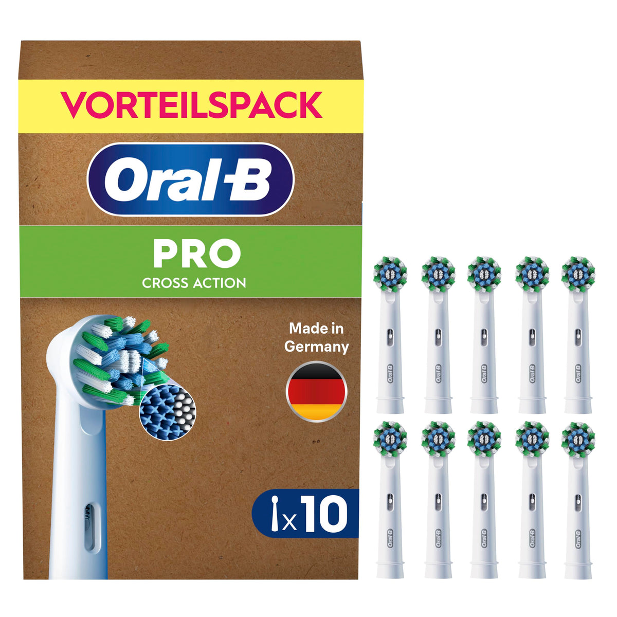 Oral-B Replacement Brush Heads PRO CrossAction, White, 10 Pieces - 8006540861967