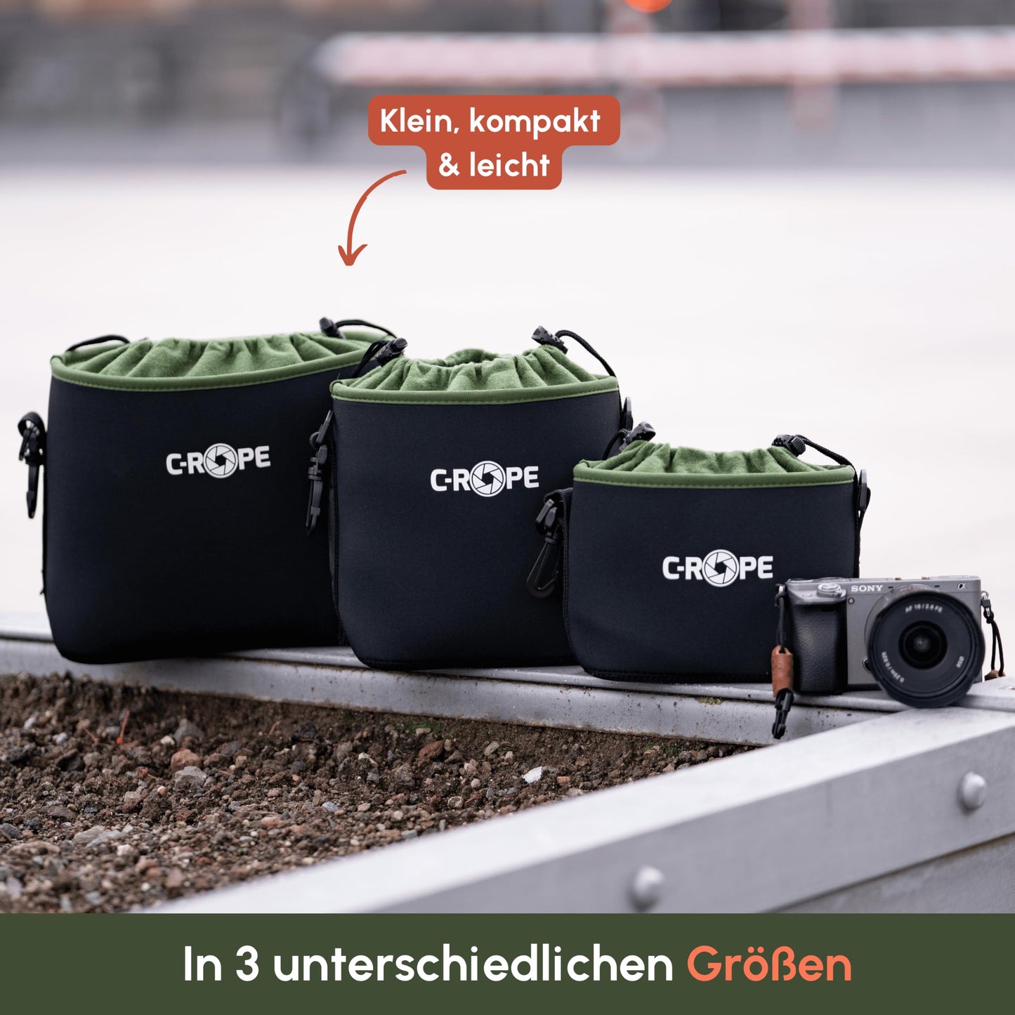C-Rope Neoprene Camera Bag, Neoprene Bag with Fleece Lining, Water Resistant Camera Accessories - Size S - CRP-CNB-S-BLK-2