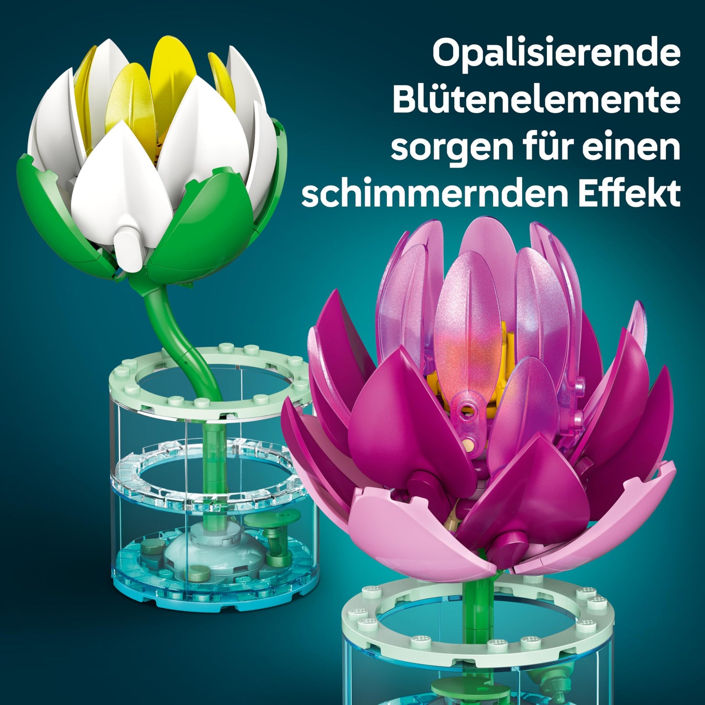 LEGO Botanicals Water Lilies - Artificial Flower Set with 2 Artificial Potted Plants in Transparent Vases - DIY Children's Room Decoration - Gift for Girls Ages 9 and Up & Adult Flower Lovers - 11511