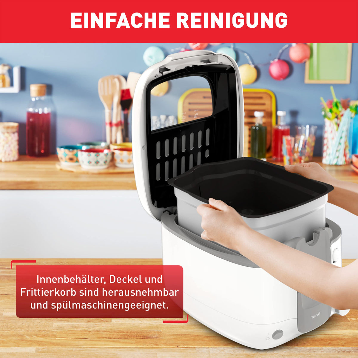 Tefal Super Uno Access Fryer, capacity 2.2 L, dishwasher-safe parts, odor filter, removable container, white/grey, FR3100