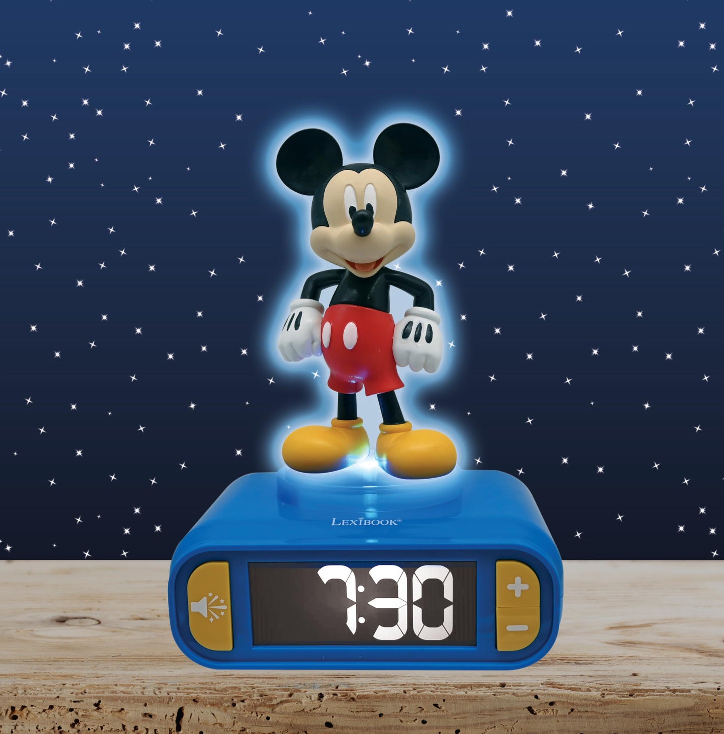 Lexibook, Disney Mickey, Alarm Clock with Night Light, Sounds and Melodies, Backlit LCD Display, Illuminated, Snooze Function, Blue, RL800MCH