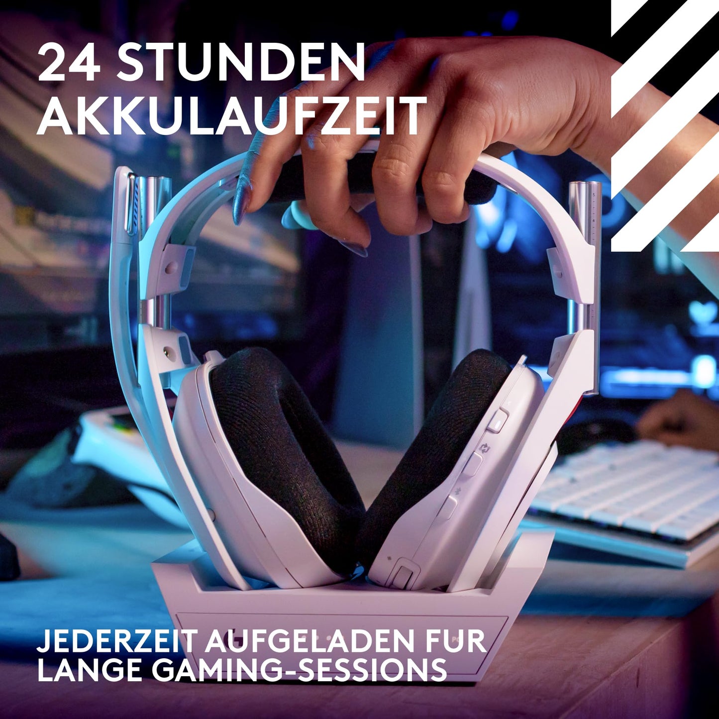 Logitech G Astro A50 LIGHTSPEED Wireless Gaming Headset + Base Station (Gen 5), PRO-G GRAPHENE, 3-System Switching, USB-C for Xbox, PS5, PC/Mac or Nintendo Switch & Switch 2, Bluetooth - White - 939-002230