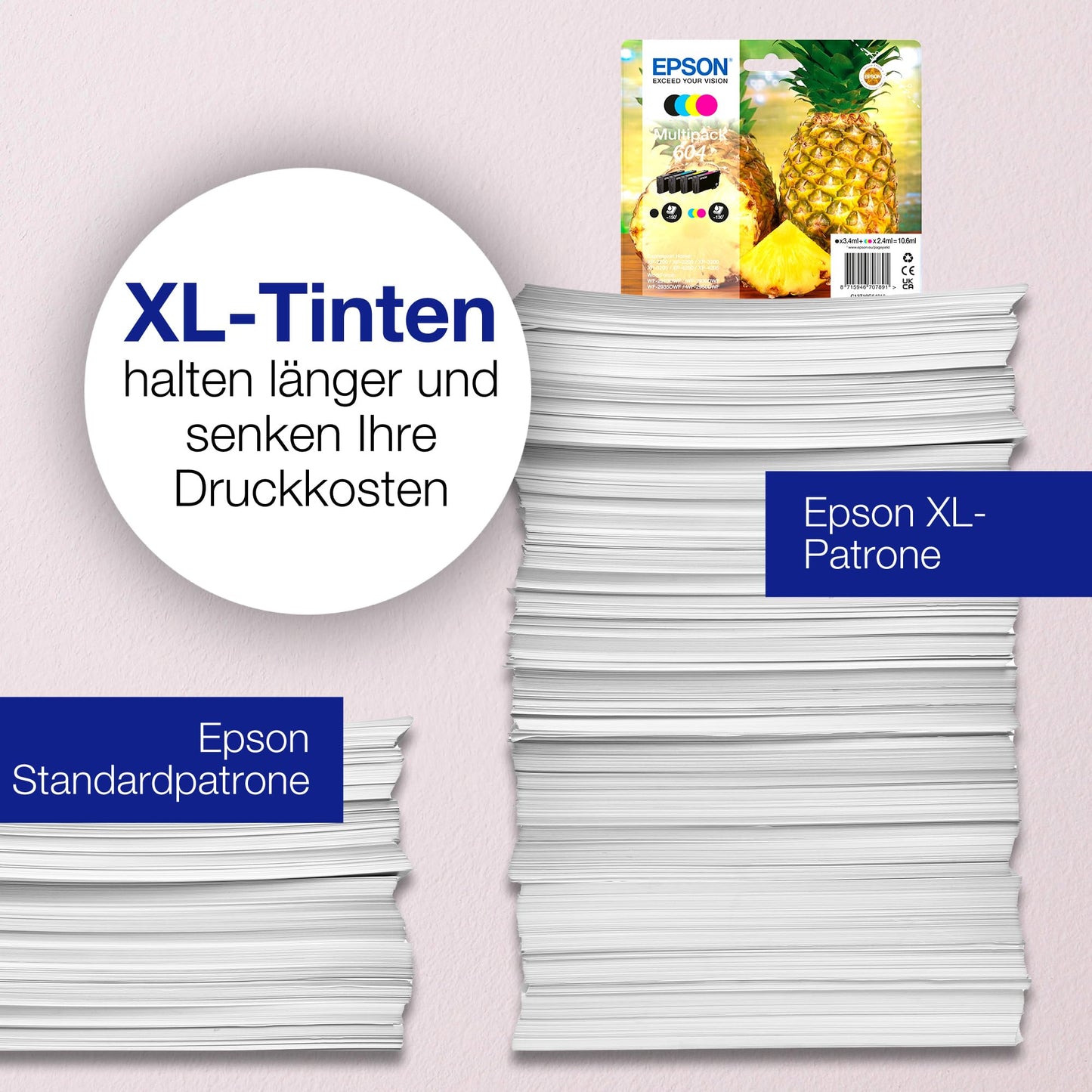 Epson Original 604 Ink Pineapple Multipack 4-color Standard, XP-2200 XP-2205 XP-3200 XP-4205 WF2910DWF WF2930DWF WF2950DWF, ReadyPrint Flex ink tariffs - C13T10G64010