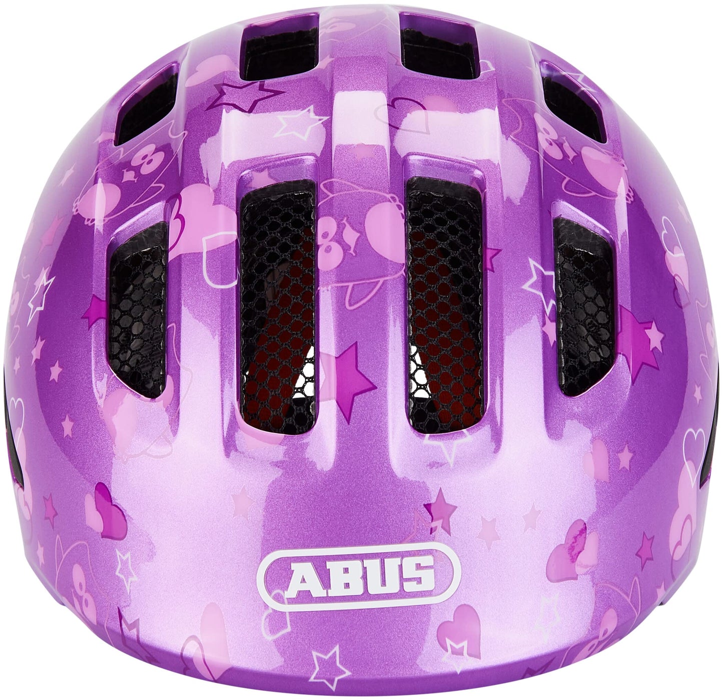 ABUS children's helmet Smiley 3.0 - bicycle helmet with a deep fit, child-friendly designs & space for a braid - for girls and boys - purple with owl pattern, size M - 67260