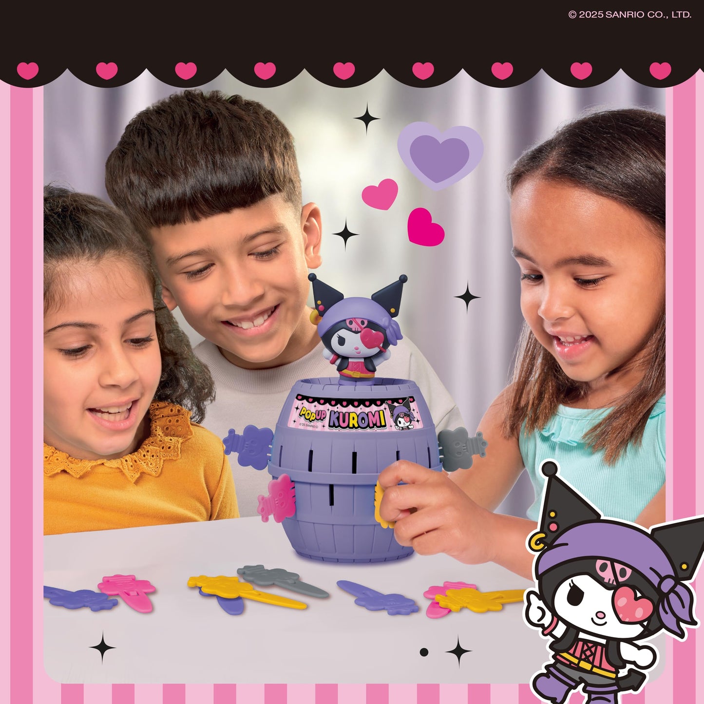 TOMY Pop Up Kuromi Game, Action Game for Children, 2-4 Players, Ages 4 and Up, Fun Family Game, Pop Up Kuromi Toy - T73865US