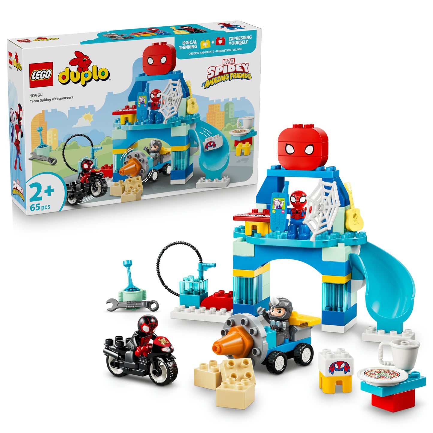 LEGO DUPLO | Marvel Team Spidey's Headquarters - Learning toy to promote motor skills - Toddler Montessori set - Gift for boys aged 2 and up & fans of Spidey & his super friends - 10464
