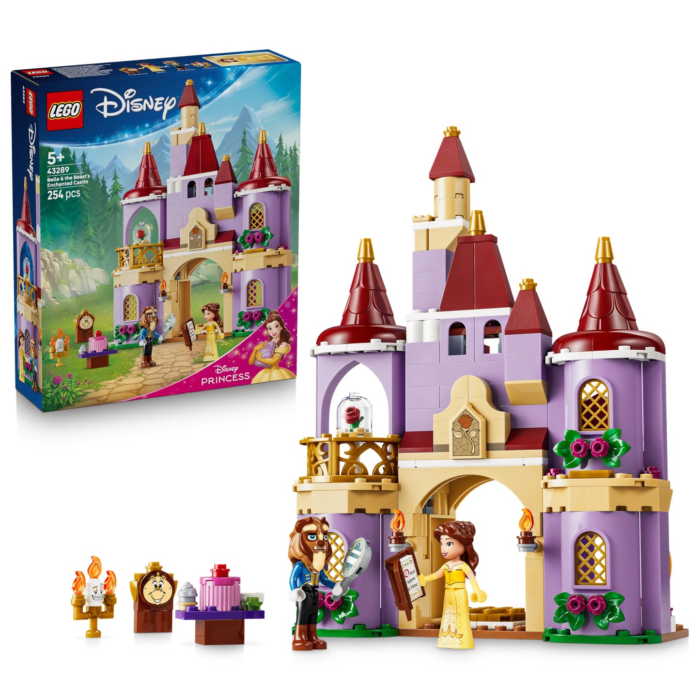 LEGO ǀ Disney Princess The Enchanted Castle of Belle and the Beast - including 2 mini dolls and Lumière figure - gift for girls aged 5 and up and fans of Beauty and the Beast - 43289
