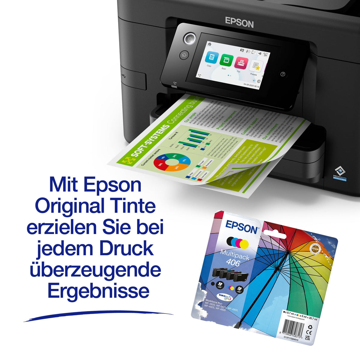 Epson Workforce Pro WF-4920 Inkjet Printer | SOHO Use | WiFi and Ethernet | A4 | Print, Copy, Scan, Fax | 10.9 cm Touchscreen | Automatic 35-Sheet Document Feeder
