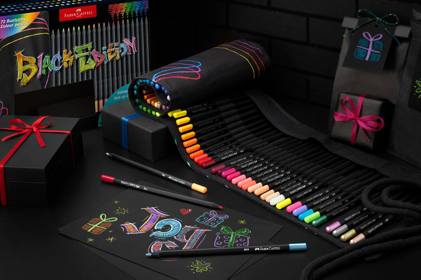 Faber-Castell - Colored pencil set Black Edition 72 pieces in a pencil roll - FC116418