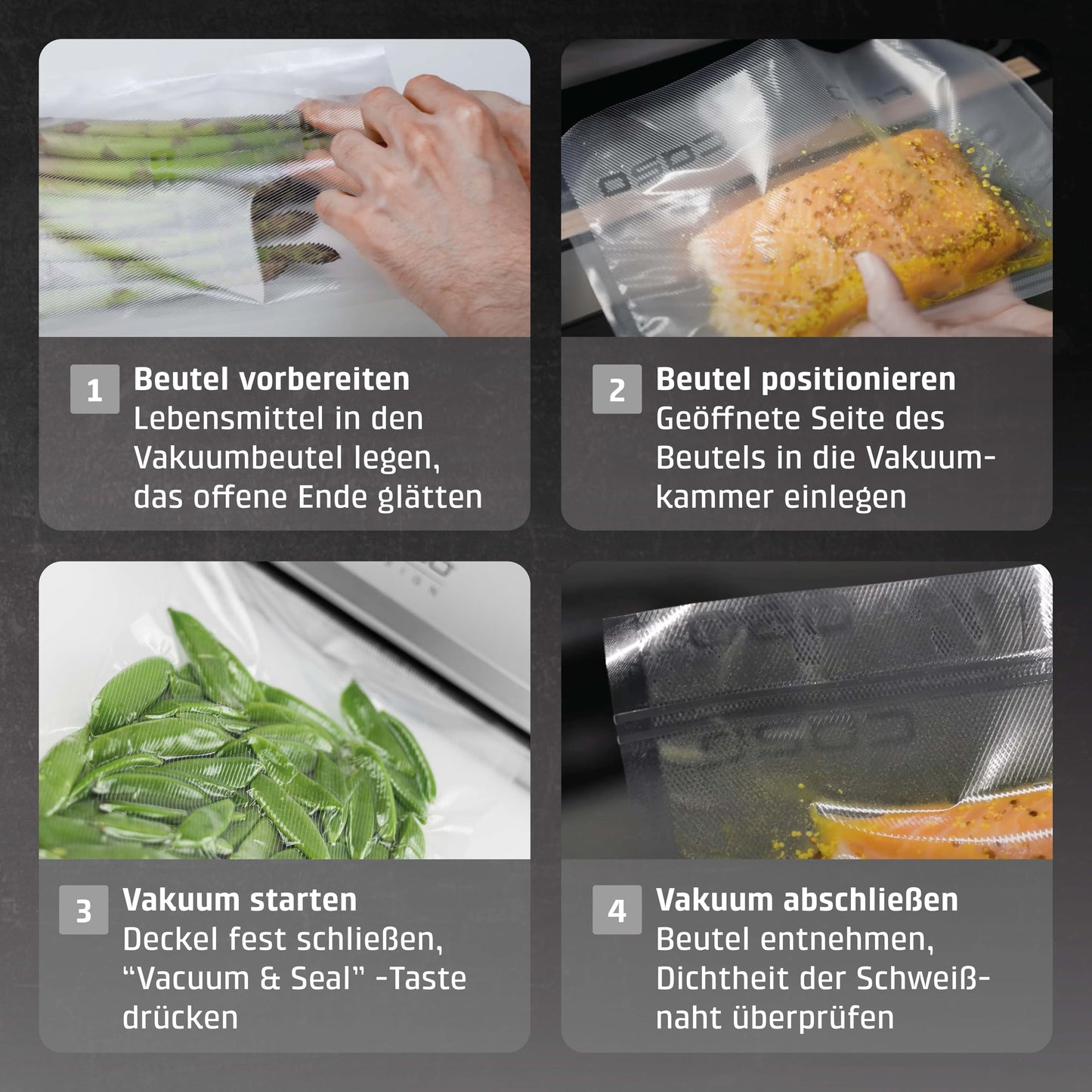 CASO VR 190 advanced vacuum sealer, test rating Very Good, film welding machine with 2.5 mm thick weld seam, up to 50 non-stop vacuum sealing processes, including 10 professional film bags - 1520