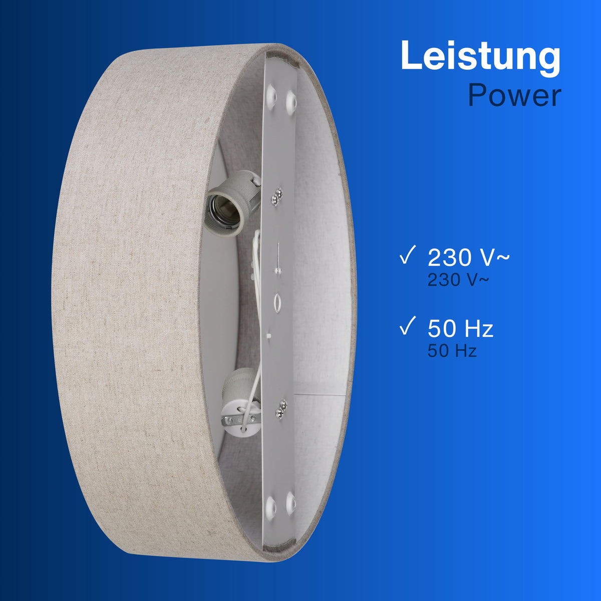 REV ceiling lamp LED - 40cm, fabric lampshade in a vintage look, taupe - 2900025040