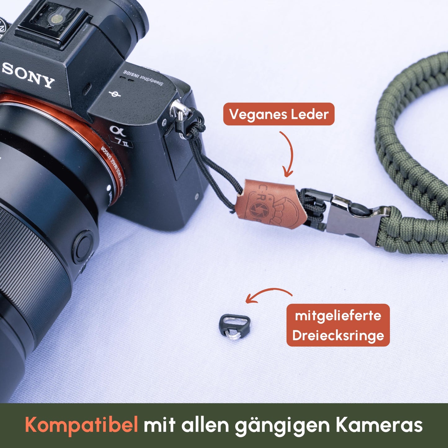 C-Rope camera hand strap The Claw made of hand-woven paracord. Camera strap with quick release system (Military Olive) - CRP-CLW-030-OLV
