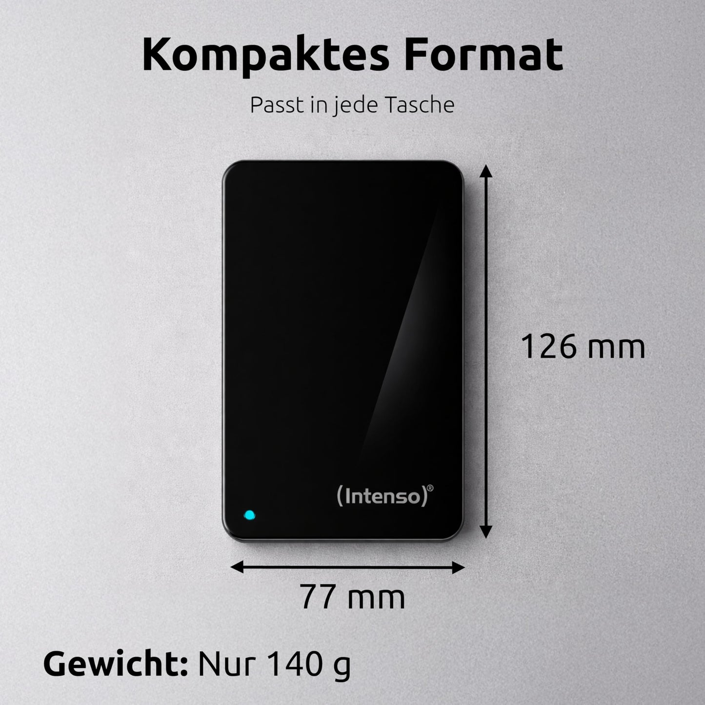 Intenso Memory Case Portable Hard Drive 2TB, portable external hard drive - 2.5 inch, 5400 rpm, 8 MB cache, USB 3.2 black - 6021580