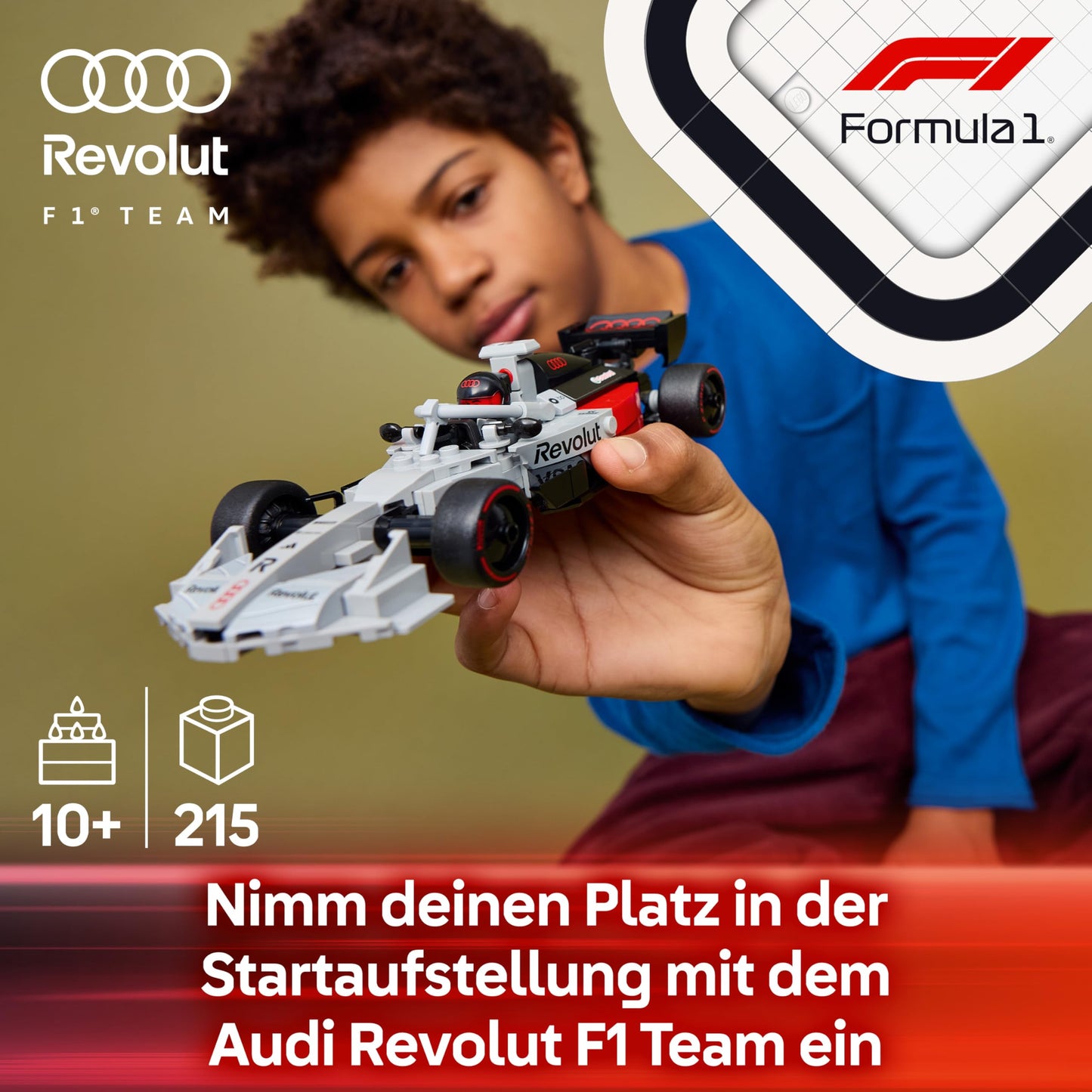 LEGO Speed Champions Audi Revolut F1 Team R26 racing car toy - model building set with collectible racing driver minifigure - birthday gift for boys aged 10 and over & young motorsport fans - 77259
