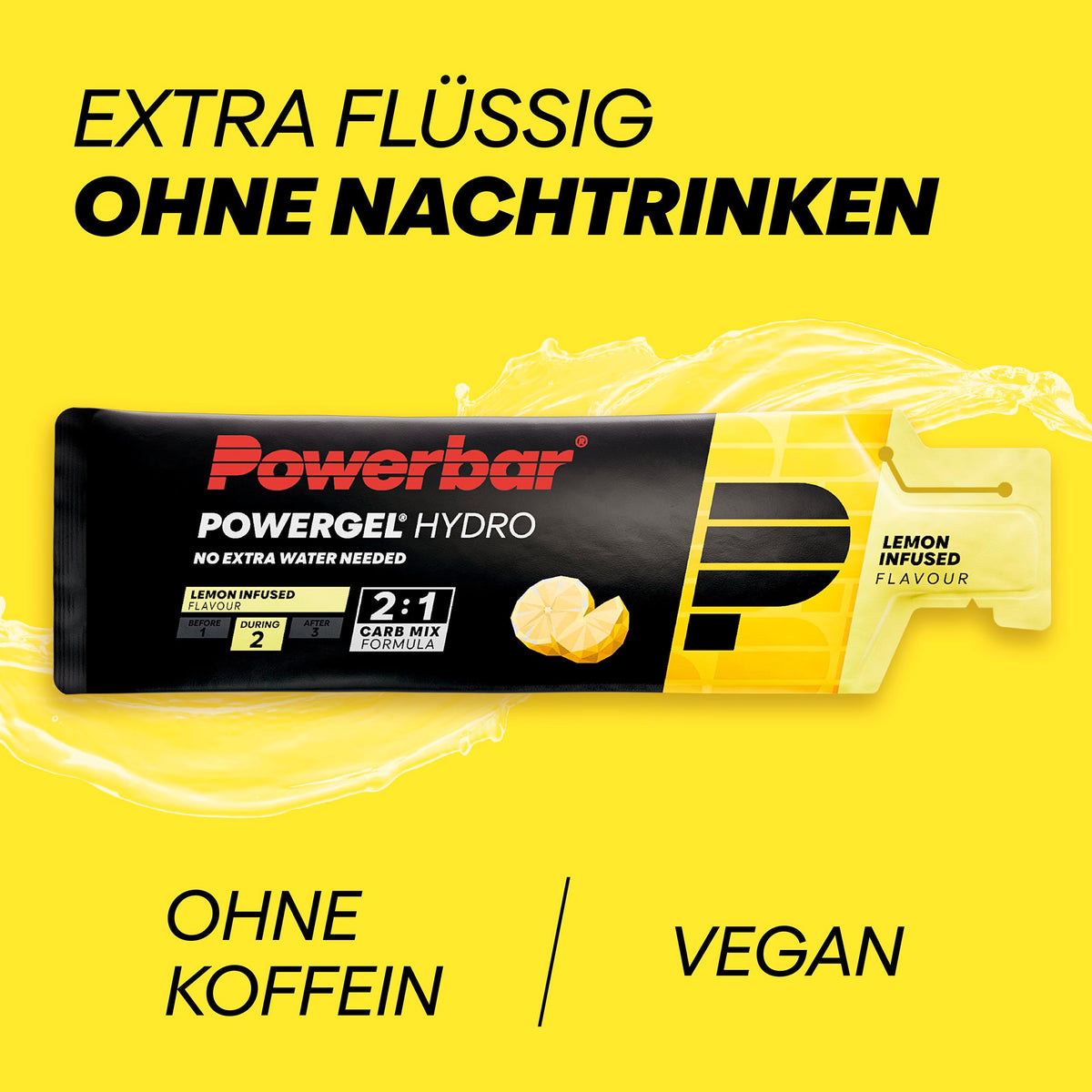 Powerbar - PowerGel Hydro - Infuzat cu lămâie - 24x67ml - Gel energetic cu carbohidrați ridicați - fără cofeină - Sodiu&Sodiu - 22040500