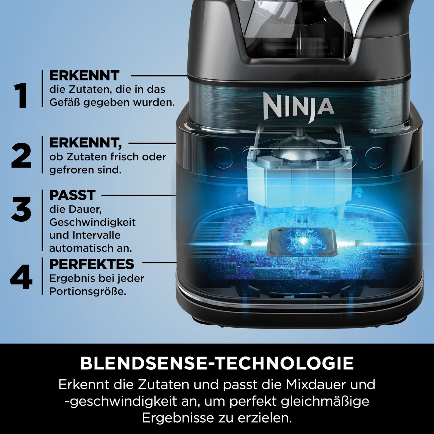 Ninja Detect Power Mixer Pro / Blender / Smoothie Maker, 1200 W, 2 L Jug (1.9 L Max. Capacity), Powerful Blender for Smoothies, Chopping Vegetables & Mixing Frozen Drinks, Black, TB201EU
