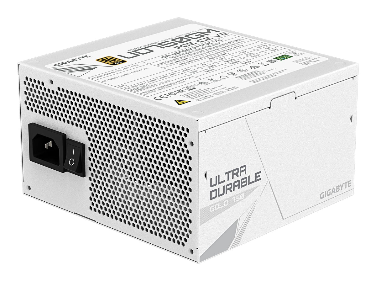 GIGABYTE UD750GM PG5 V2 Ice Sursă de alimentare – PCIe Gen 5.1, 80 Plus Gold, design complet modular, ventilator de 120 mm, compatibil ATX 3.1, conector EU - GP-UD750GM
