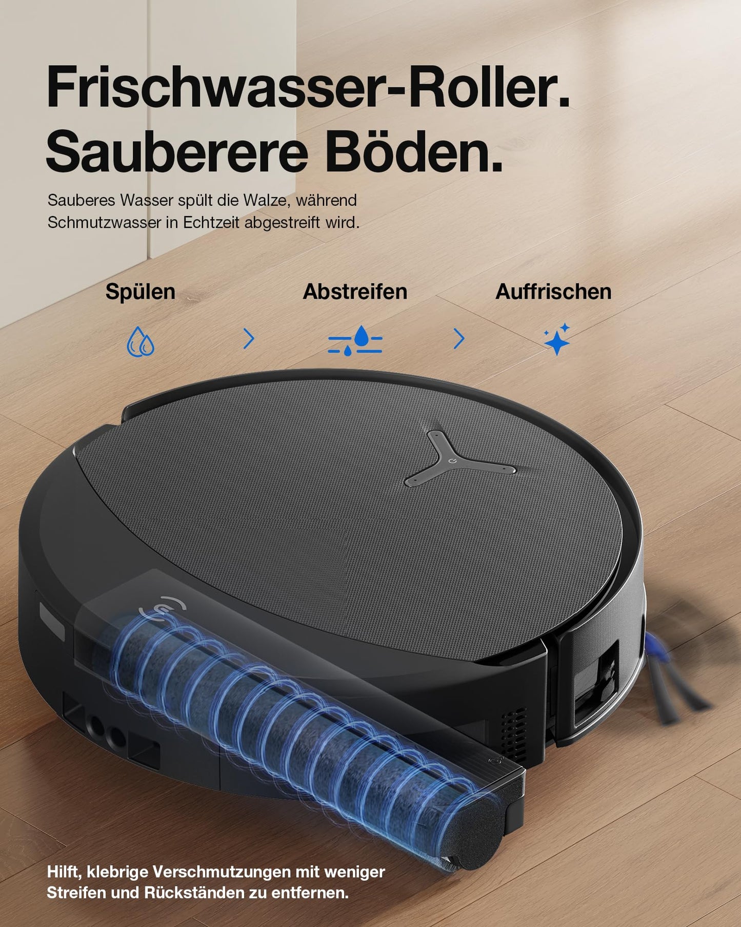 ECOVACS DEEBOT T90 PRO Omni robot vacuum cleaner with mopping function, robot vacuum cleaner 30,000 Pa, quick charging with PowerBoost, OZMO Roller 3.0 with TruEdge, automatic dosing of the cleaning solution, black
