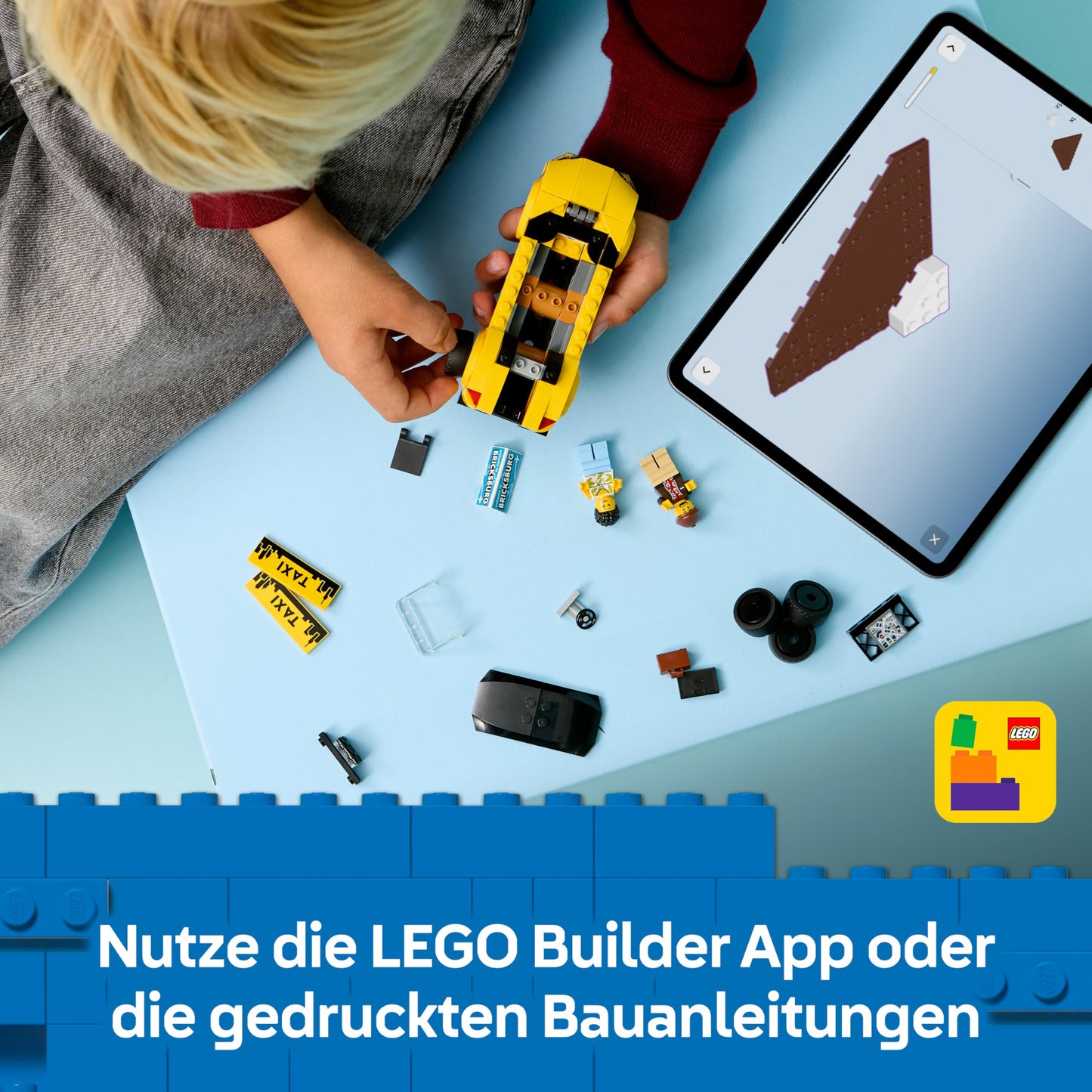 LEGO City Yellow Taxi - Toy Car - Model Building with 2 Minifigures, Removable Roof - Playset to Promote Fine Motor Skills - Birthday Gift for Boys Ages 5 and Up - 60487