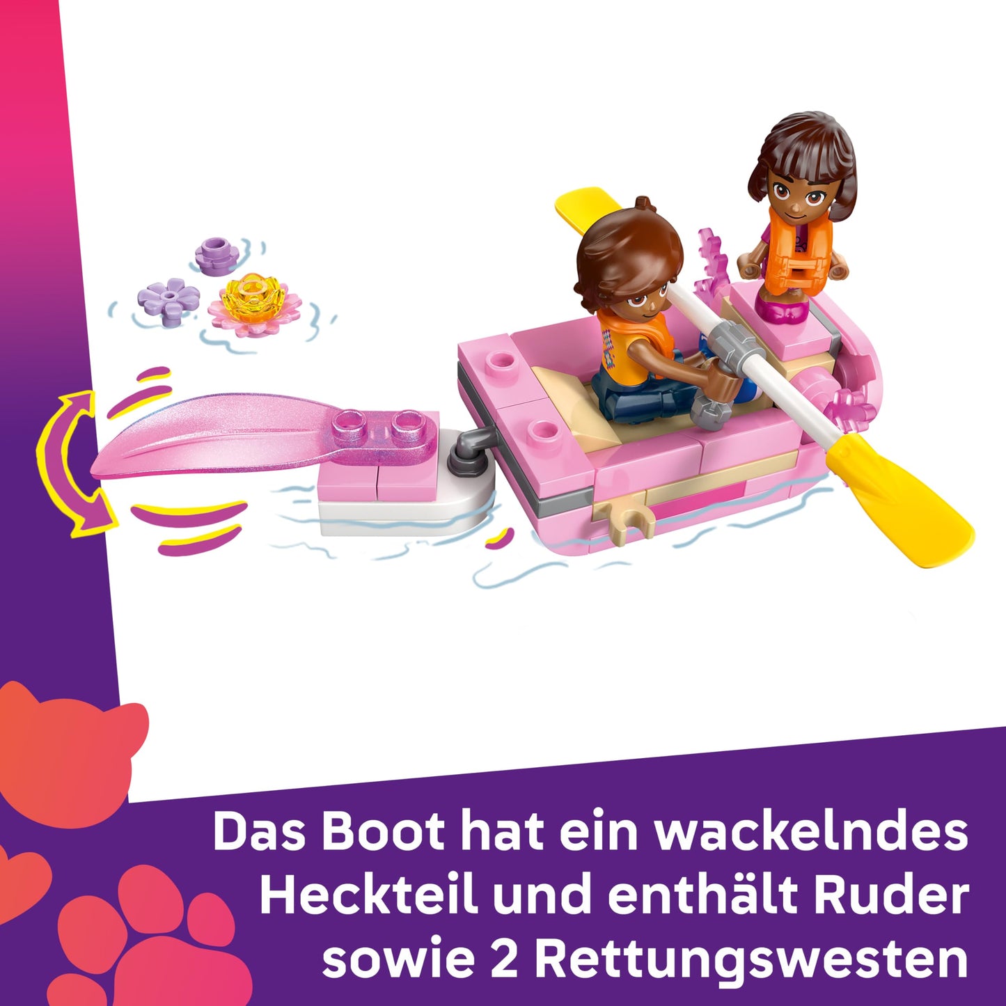 LEGO Friends Axolotl Adventure Boat - including 2 mini dolls, 2 cute animal figures, plants, flowers & accessories - birthday gift for girls aged 5 and up - 42681