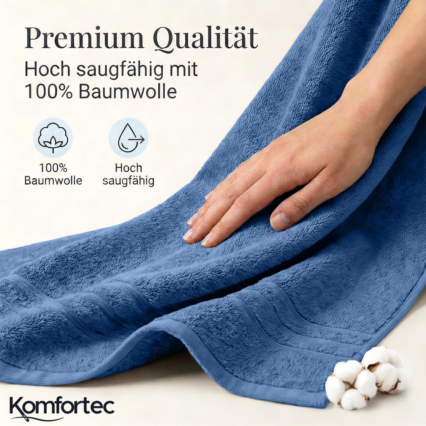 Komfortec 2 sauna towel set 80x200 cm, large sauna towels made of 100% cotton, sauna towels, fluffy and absorbent, quick-drying, light blue - 2er-80x200-hellblau