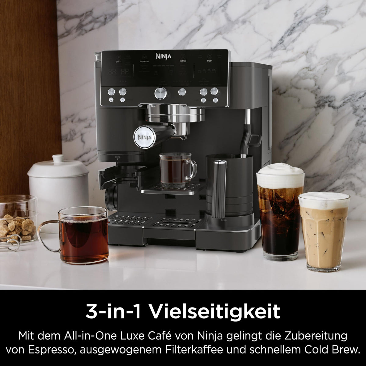 Ninja Luxe Premier 3-in-1-Masina de cafea Negru de miezul nopții ES601EUBK