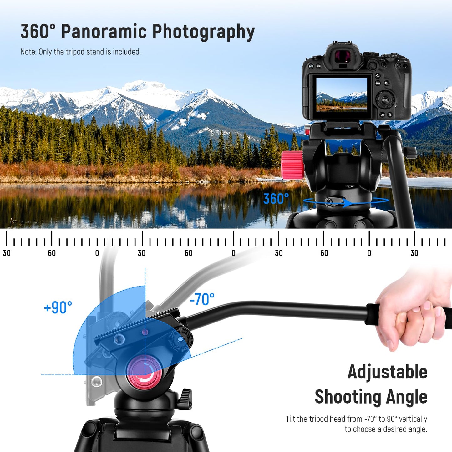 NEEWER 200cm video tripod, robust camera tripod made of aluminum alloy with 360° fluid head, quick release plate compatible with Canon Nikon Sony and other DSLR camera camcorders, 8kg load capacity - TP-M200