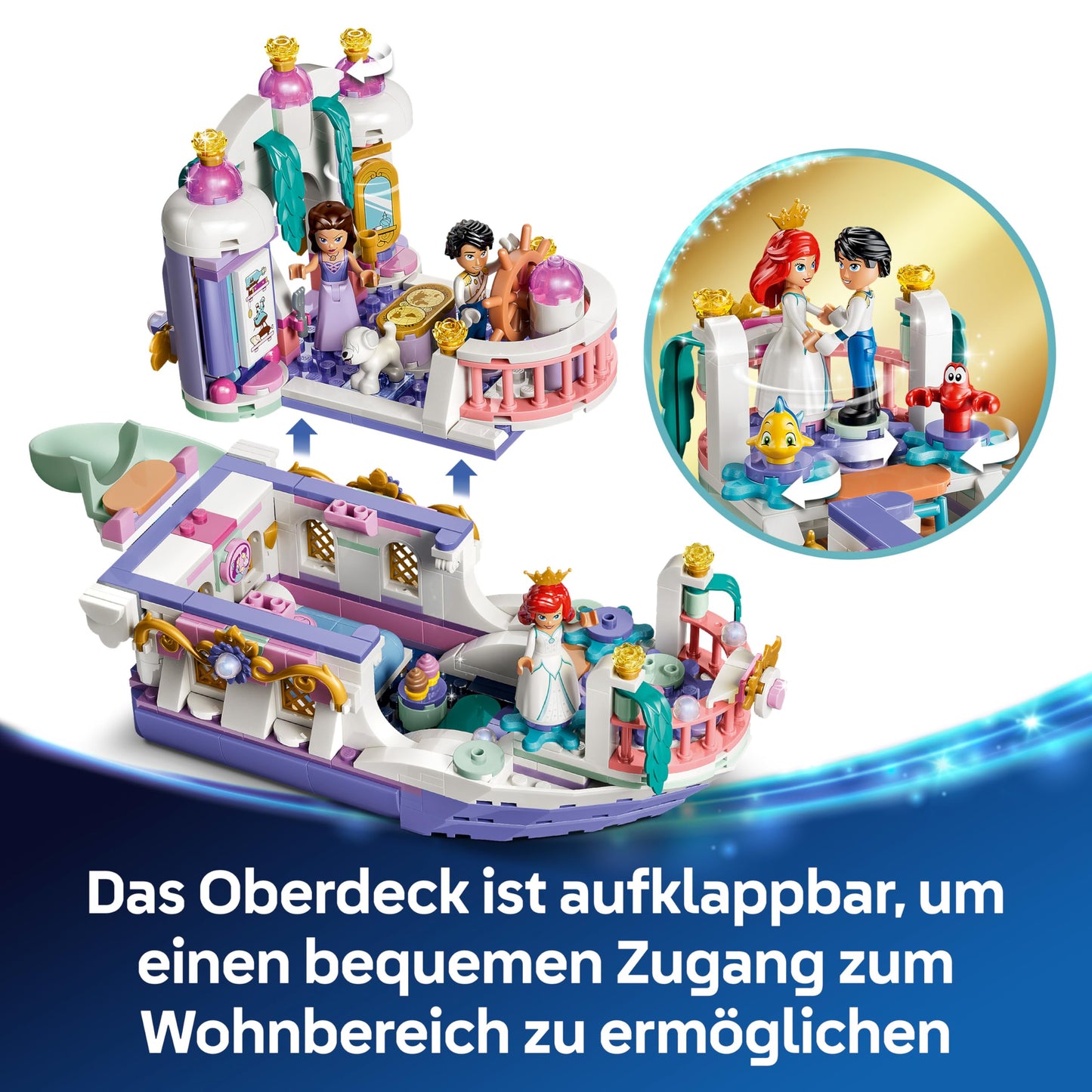 LEGO ǀ Disney Princess Ariel's Royal Wedding Boat - The Little Mermaid Set with 7 figures including Arielle and Vanessa - Room decoration - Gift for girls aged 6 and up and fans 43299