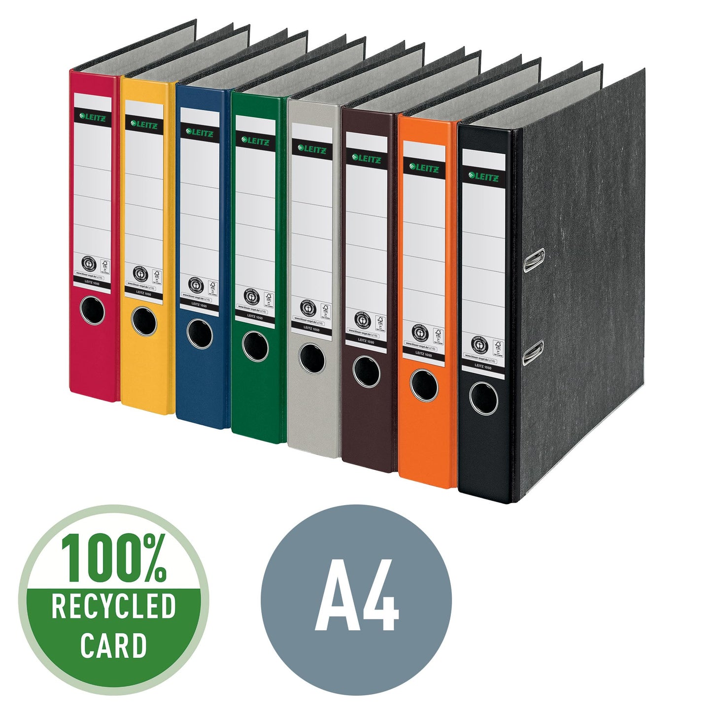 Leitz quality folders, pack of 20, the original, DIN A4 narrow file folder, 5 cm wide, cloud marble paper, recycled folder, Blue Angel, with 180° mechanics, highest stability, orange, 10505045 - 10505045-20