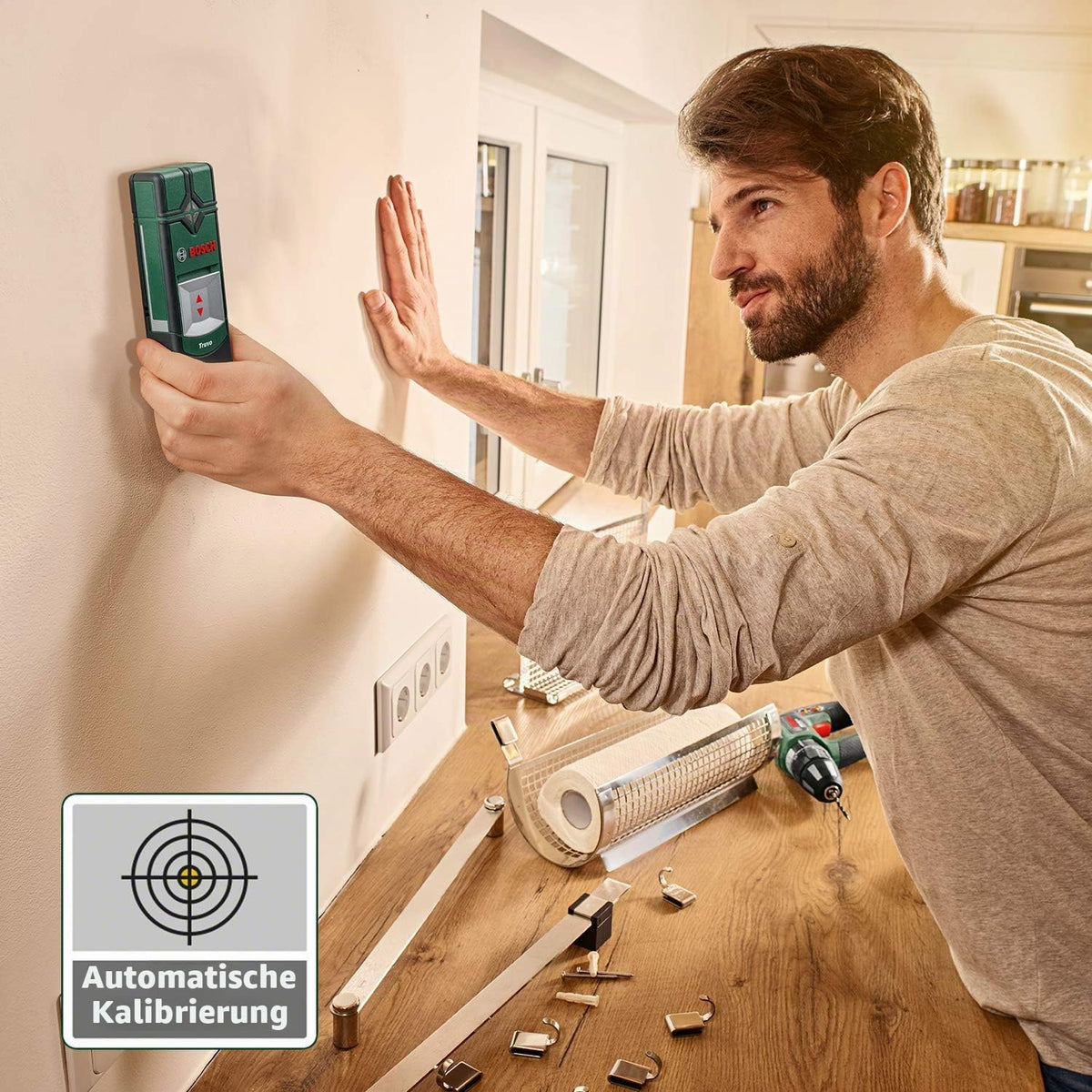 Bosch Home and Garden Bosch Truvo Detection Device (for metal & live wires with a detection depth of 70/50 mm; Package contents: Truvo, 3x AAA batteries, in a box) - 0603681201