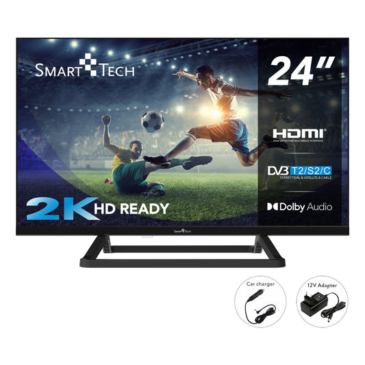Smart Tech 24HN01V3CA 24 inch television - LED TV with HD resolution, camping TV with 12V connection, Dolby Audio and triple tuner DVB-C/-T2/-S2 (2026