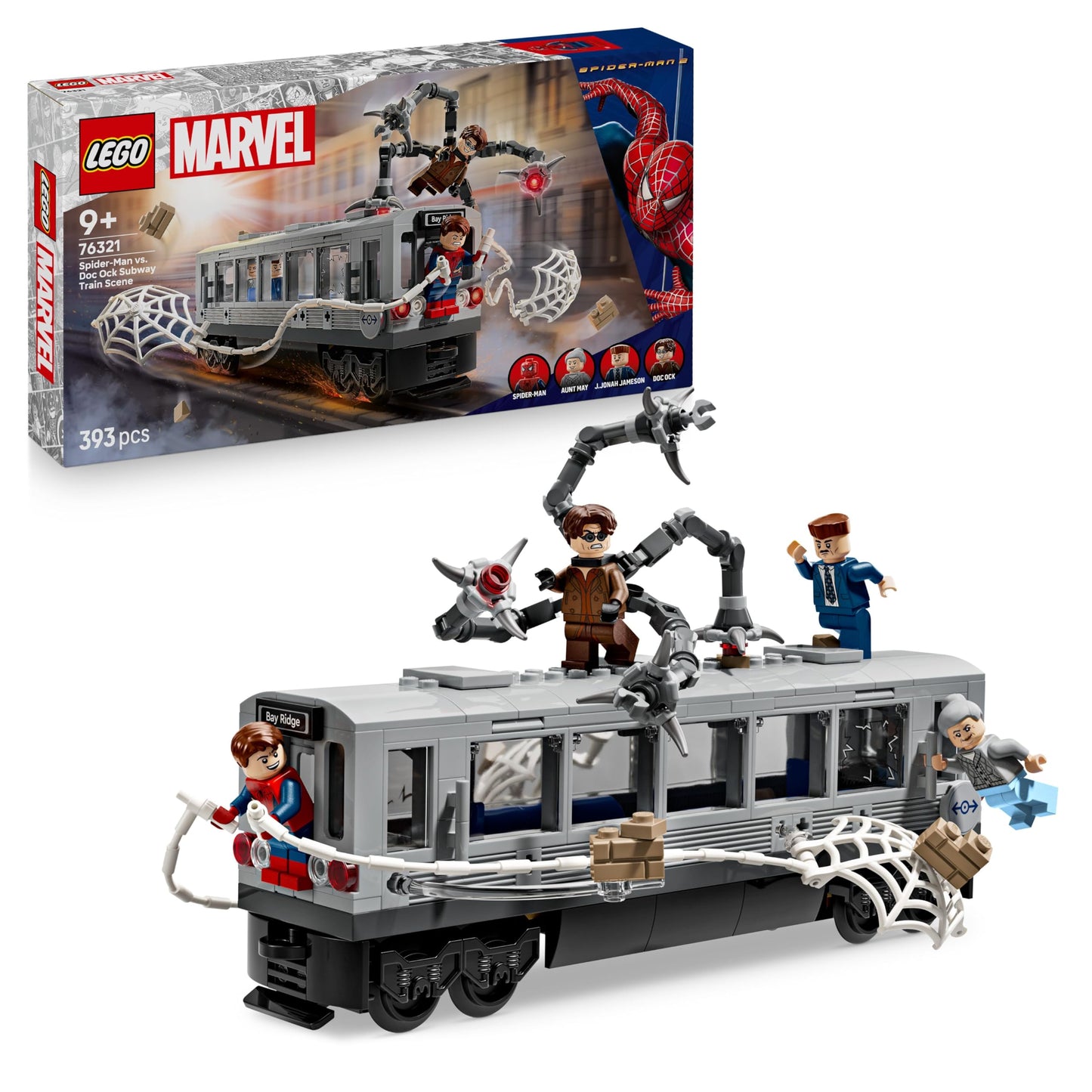 LEGO ǀ Marvel Spider-Man vs. Doc Ock: Showdown in the subway - Creative toy with superhero minifigures - Toy train model - Children's gift for boys and girls aged 9 and up - 76321
