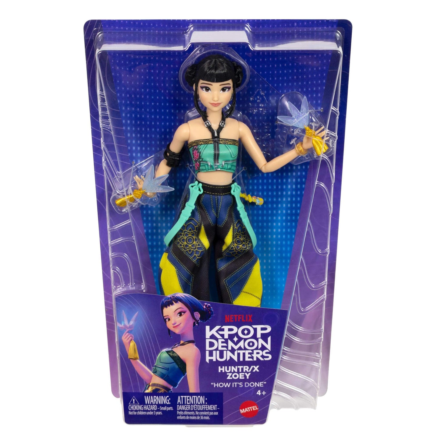 Mattel KPop Demon Hunters HUNTR/X Zoey Fashion Doll in How It's Done Stage Outfit with Ghost Blade Accessory, Movie Inspired, JRN37