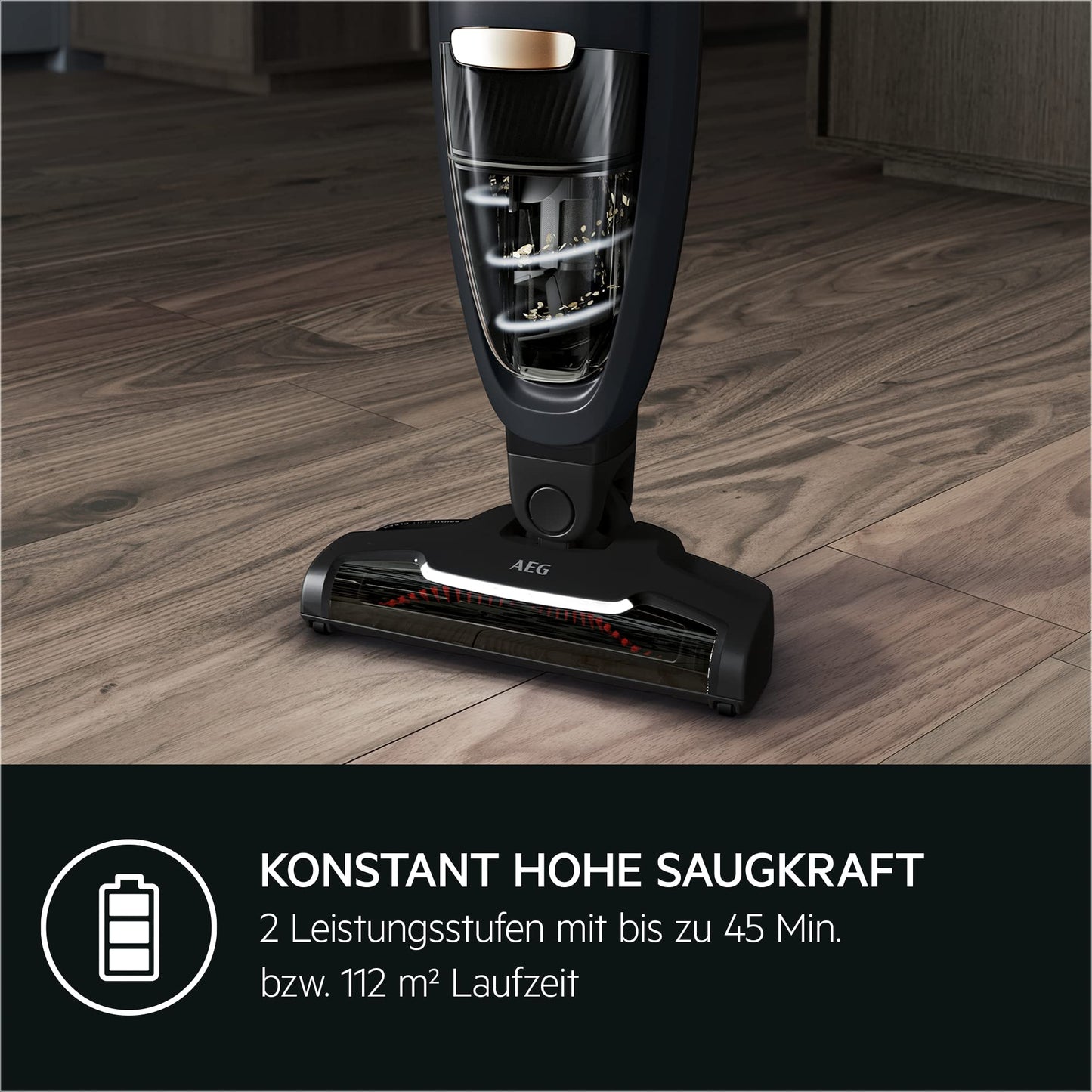 AEG QX6-1-45AN cordless vacuum cleaner/bagless vacuum cleaner/quiet/handheld vacuum cleaner battery/45 min running time/light/hard floor/2-in-1/animal hair/dog/cat/carpet/car/gray - 900402250