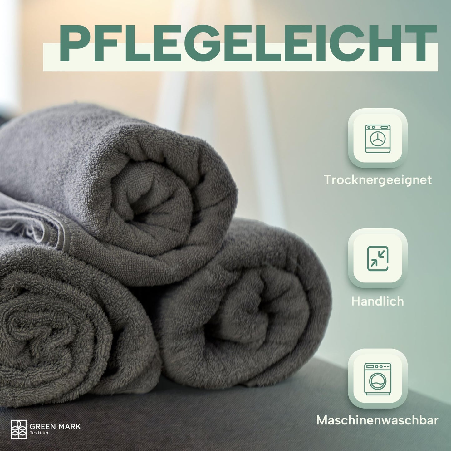 NatureMark Towels - Set of 8 - 100% Cotton, Soft & Absorbent, Premium Quality for Bathroom, Spa and Fitness, 50 × 100cm, Anthracite Gray - NM-HT0702