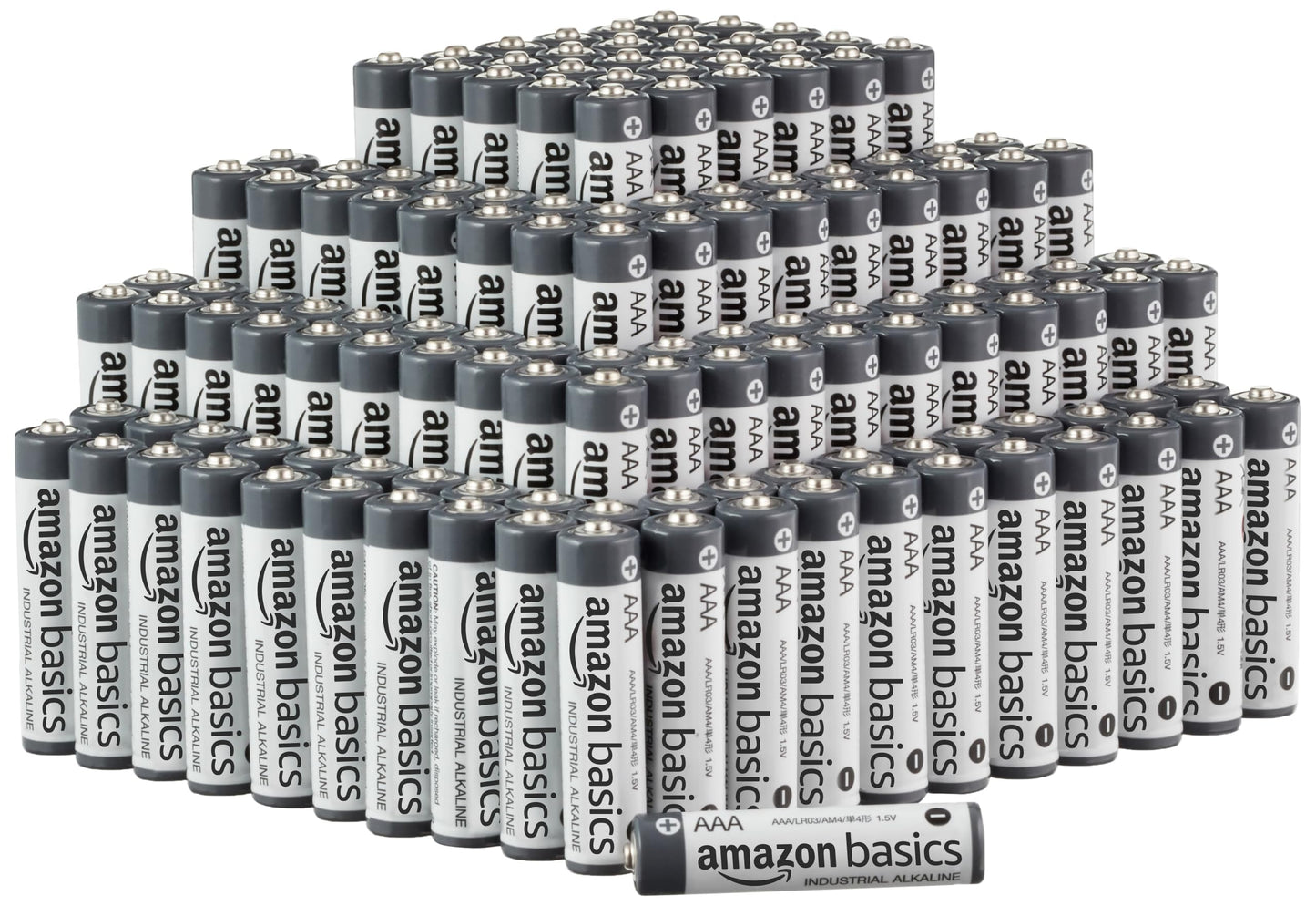 Amazon Basics 200 x Industrial Grade AAA Alkaline Batteries 1.5V 5 Year Shelf Life - AAA-200PK