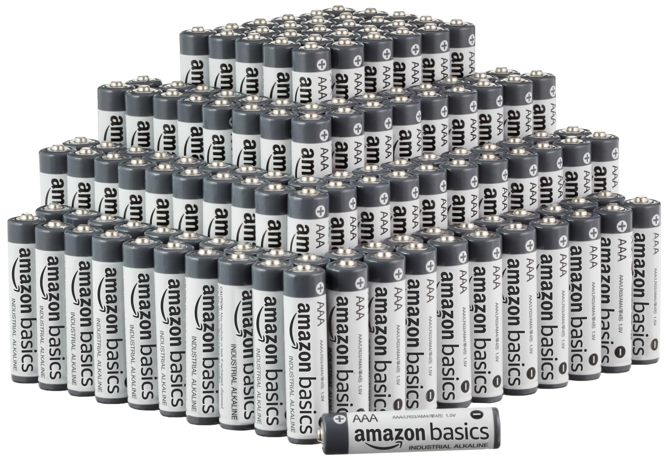 Amazon Basics 200 x Industrial Grade AAA Alkaline Batteries 1.5V 5 Year Shelf Life - AAA-200PK