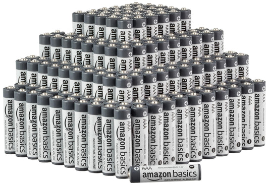 Amazon Basics 200 x Industrial Grade AAA Alkaline Batteries 1.5V 5 Year Shelf Life - AAA-200PK