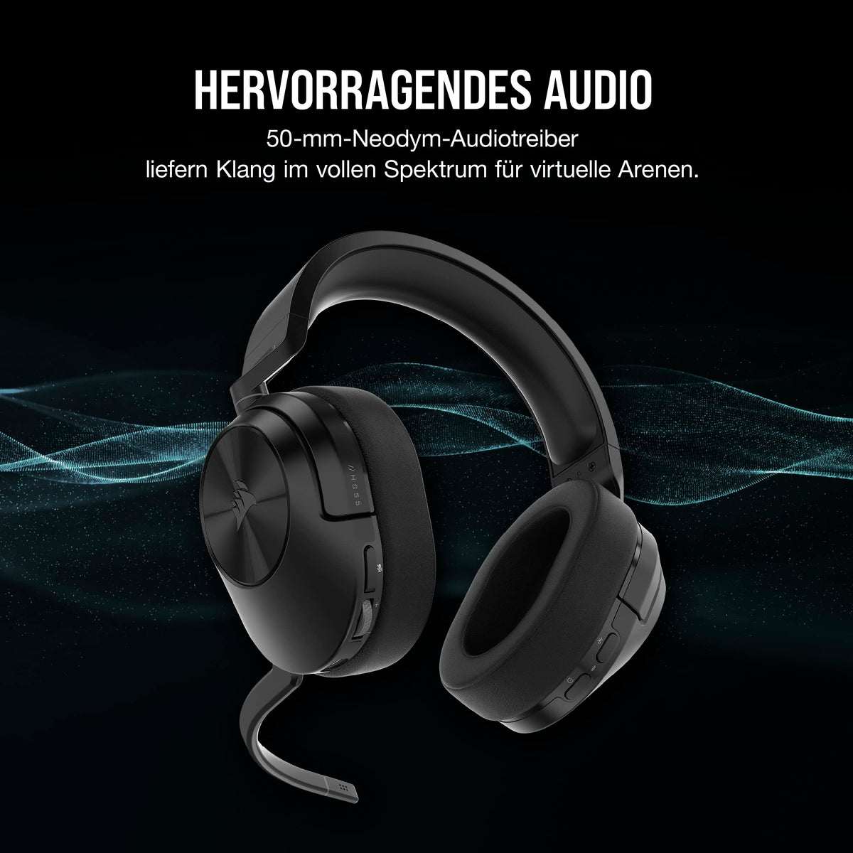 Corsair HS55 Wireless CORE Lightweight Gaming Headset - Omnidirectional Microphone - Neodymium Drivers - Up to 50 ft Range - iCUE Compatible - PC, PS4, Nintendo Switch - Carbon - CA-9011290-EU