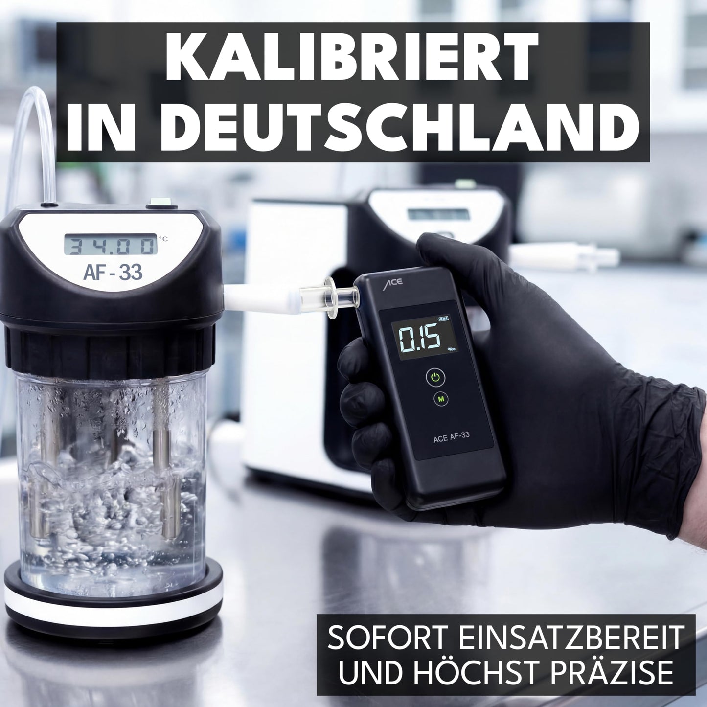 ACE AF-33 breathalyzer - the #1 alcohol tester according to BILD with a grade of 1.1 (test 2025) - 95.8% accuracy (TU Vienna, January 2026)