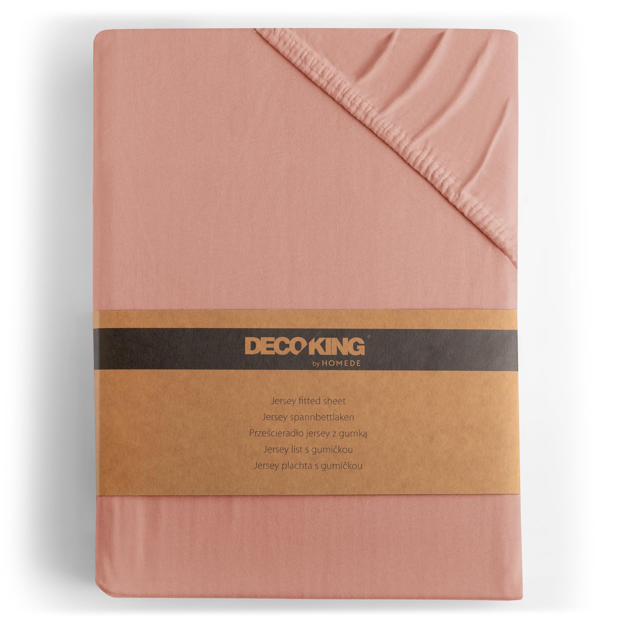 DecoKing cearșaf cu elastic 200x220 220x240 cm 100% bumbac pieptănat cearșafuri cu elastic din jerseu de culoarea somonului pentru pat cu somieră Amber 200 x 220 220 x 240