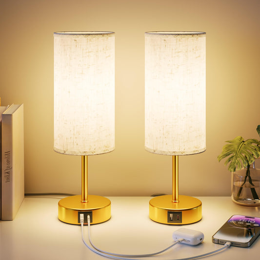 UPXNBOR bedside lamp set of 2, table lamp with USB-A & USB-C charging function - N-15