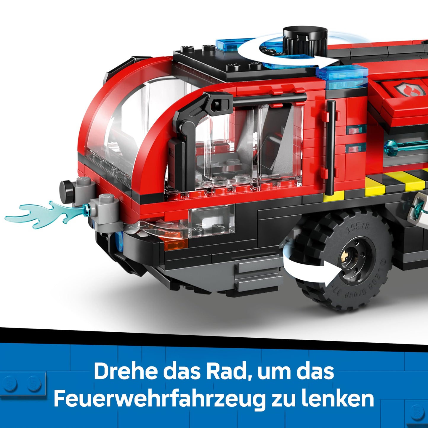 LEGO City airport fire engine - toy emergency vehicle - model construction with 4 fire department minifigures - birthday gift for boys aged 7 and up and technology fans - 60499